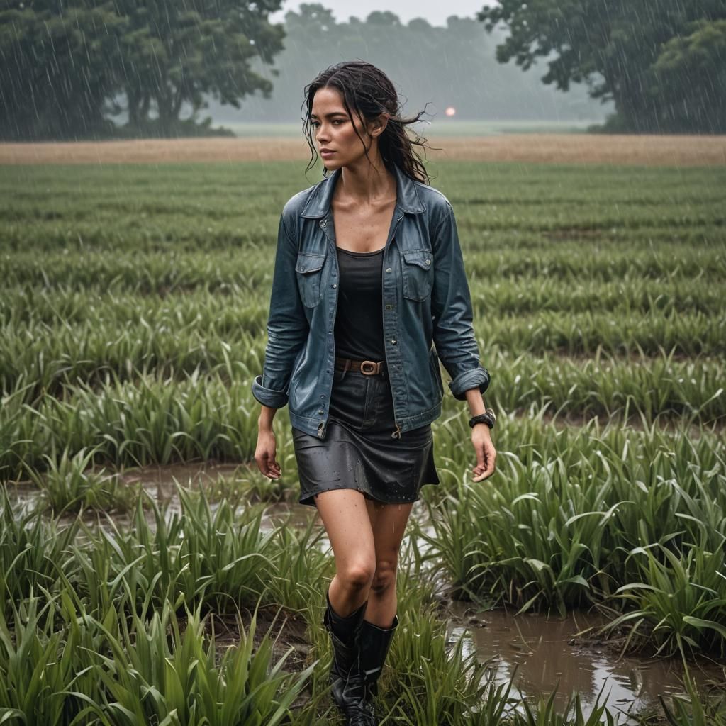 Hyperrealistic Rain Scene with Cinematic Lighting