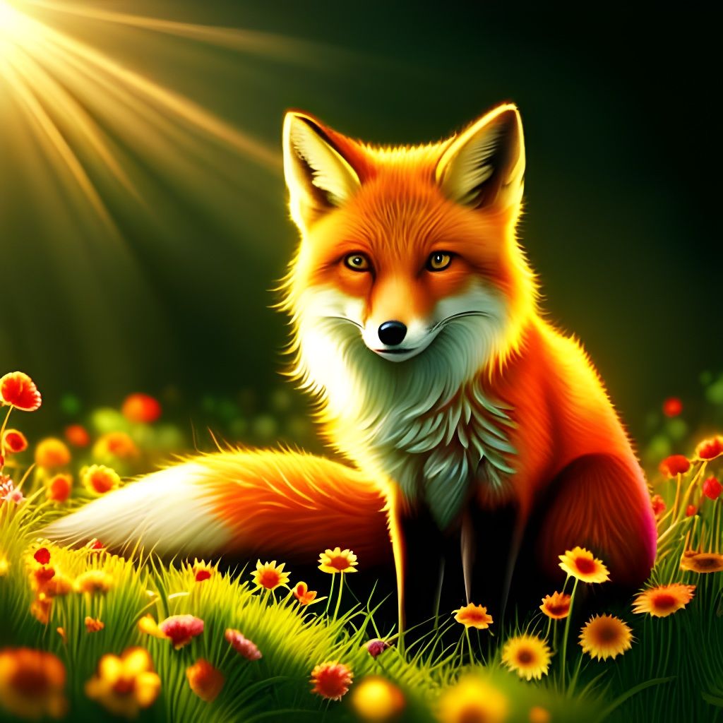 Adorable Fox in Flower Field - AI Generated Artwork - NightCafe Creator