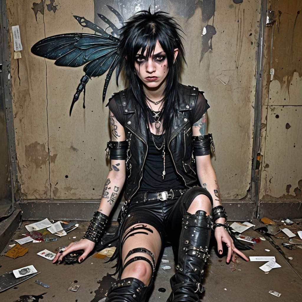 Bleeding Punk Fairy in Abandoned Subway Restroom