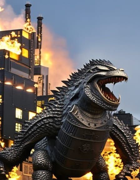 Godzilla Destroying Tokyo, Japan by Fire - AI Generated Artwork ...