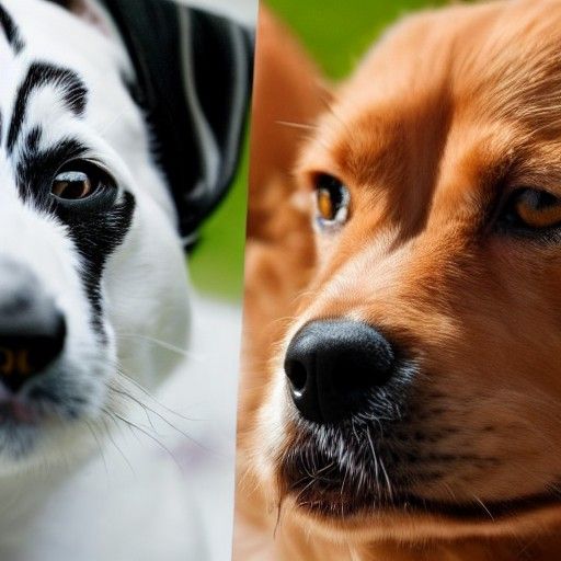 Dog face person looking at a cat face person