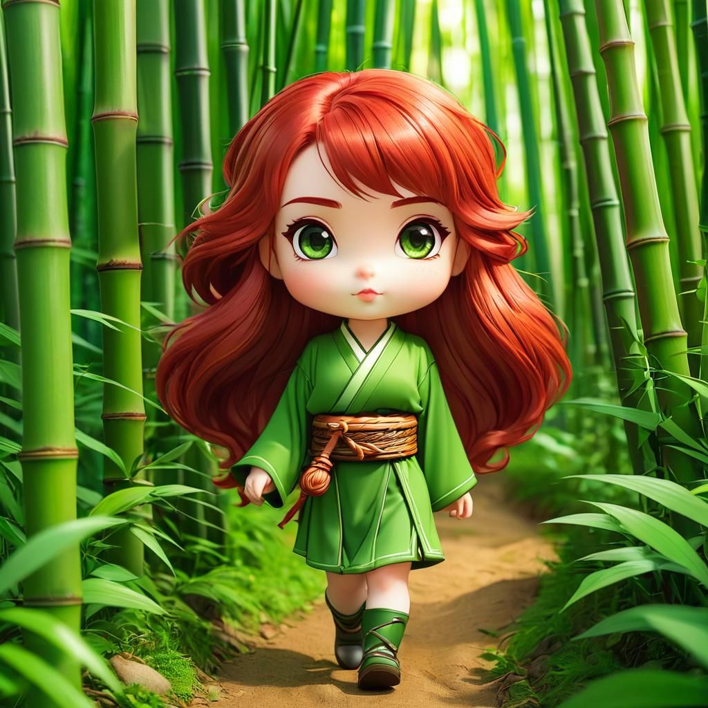 Akane in the bamboo forest of Arashiyama