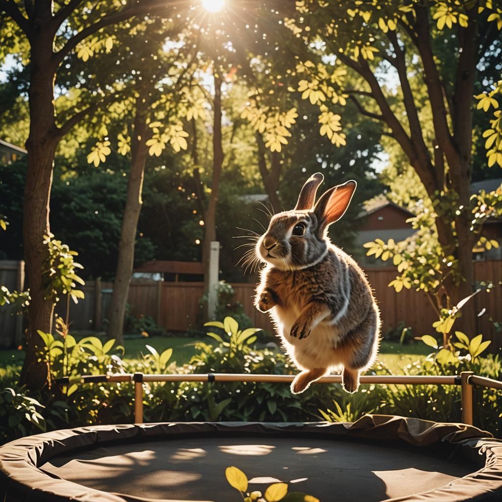 rabbit on a trampoline  by @hfxj
