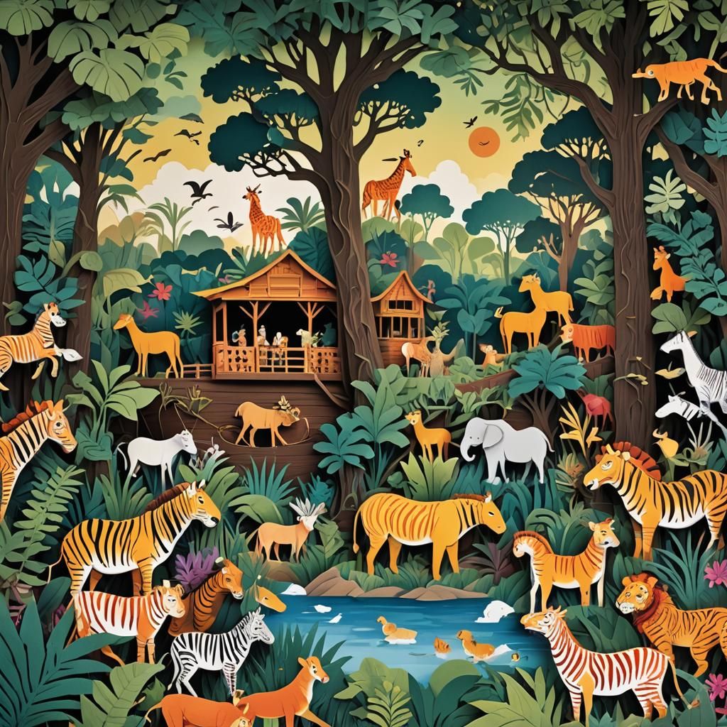Paper-cut depictions Noah's Ark