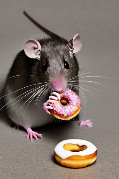 Rat eating donut  by @yEeHaW