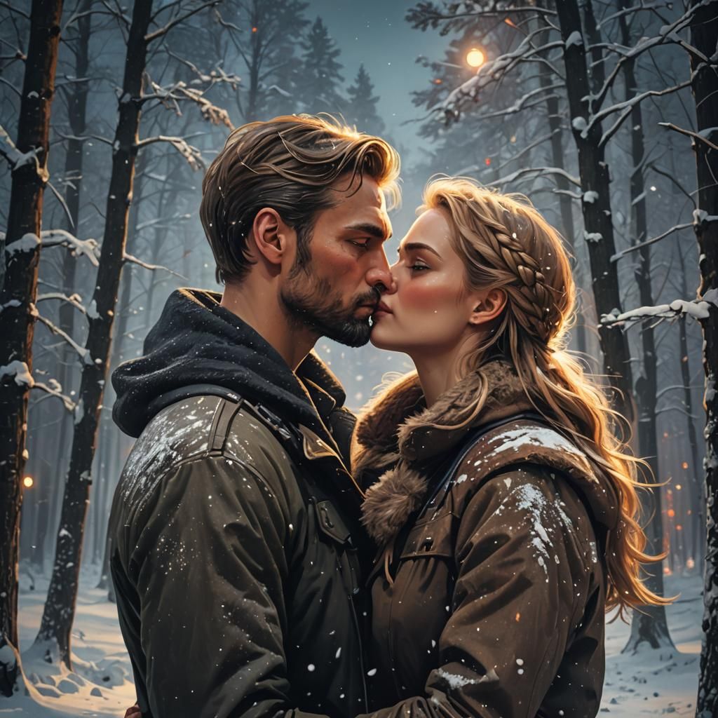A Kiss in the Lonelieness of the Winter Forest
