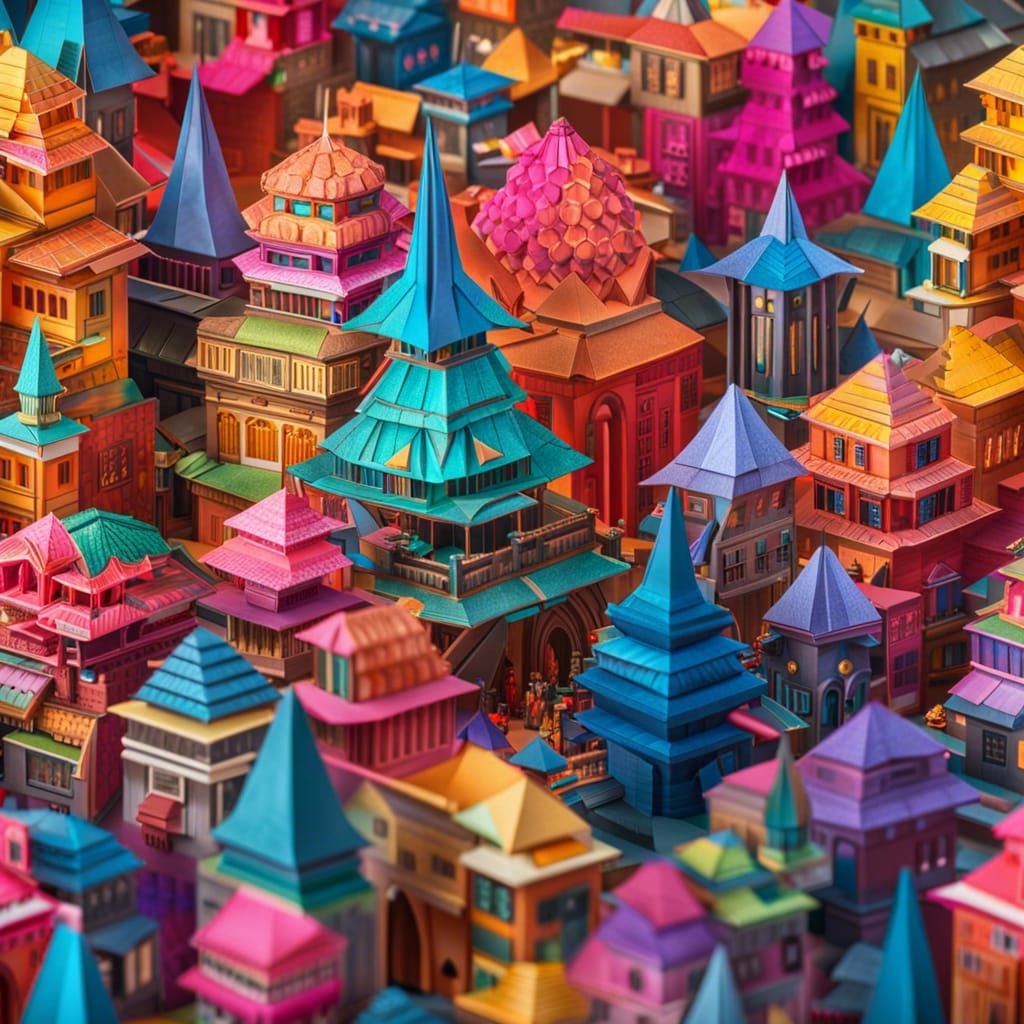 Origami City - Ai Generated Artwork - Nightcafe Creator