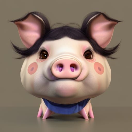 Pig in a Wig AI Generated Artwork NightCafe Creator