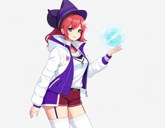 A big jacket with shorts and slimming stockings(magical girl...