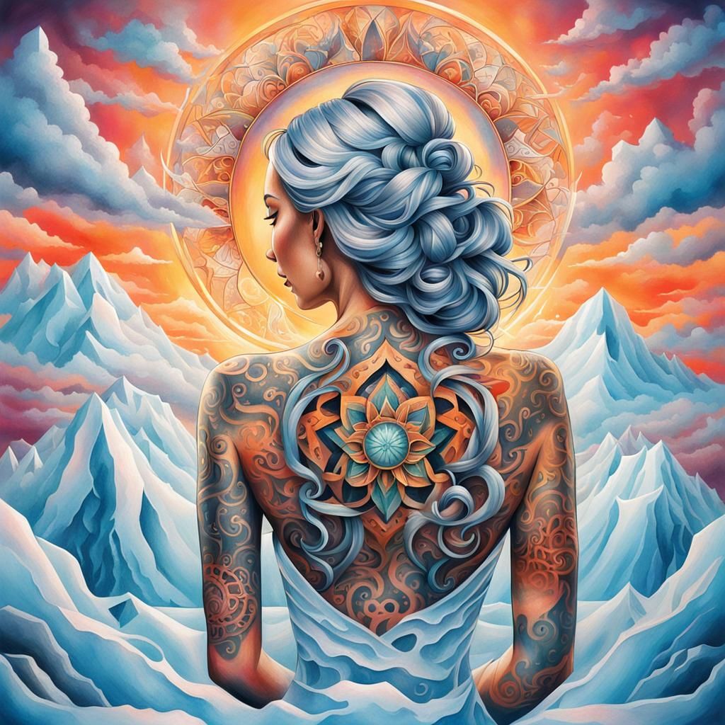 Ice sculpture woman tattoo  by @undefined