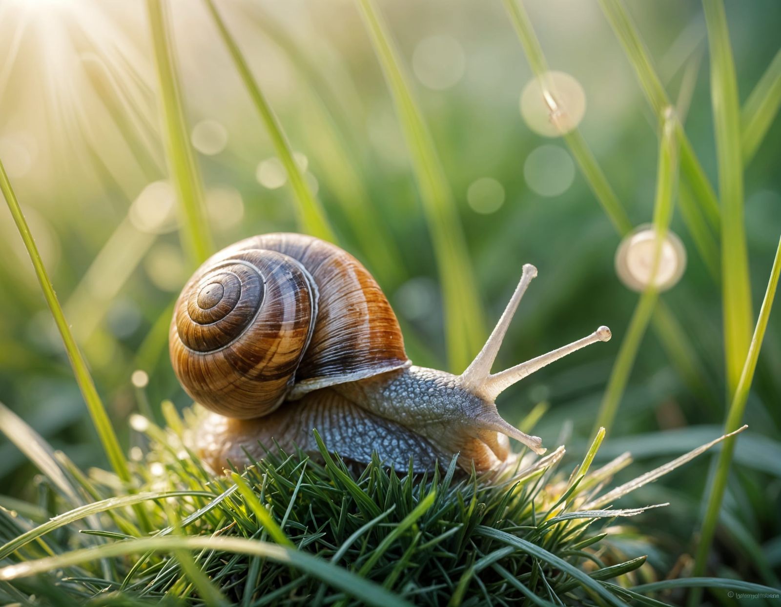 A snail on a blade of grass  by @Defenestrated Feather