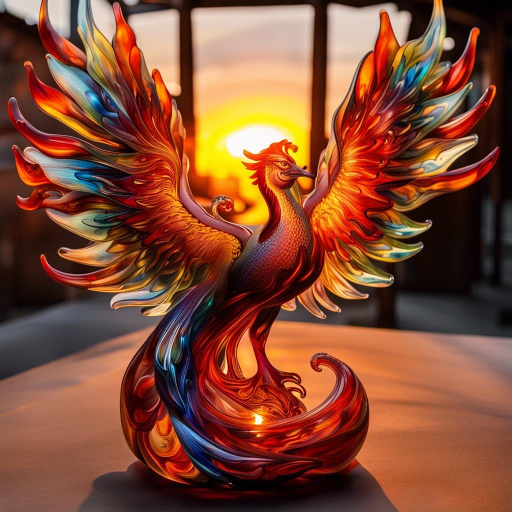 Murano glass phoenix - AI Generated Artwork - NightCafe Creator