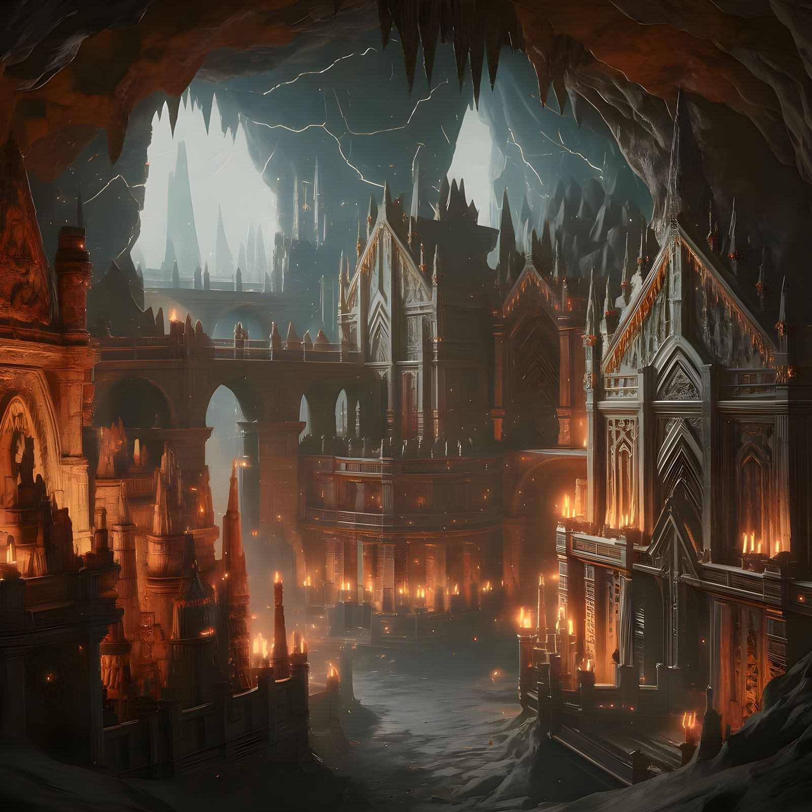 The lost city of Khazad-dûm. Beautiful dwarven carvings in the rock, shaping dwarven great halls, fortresses and crosswa...