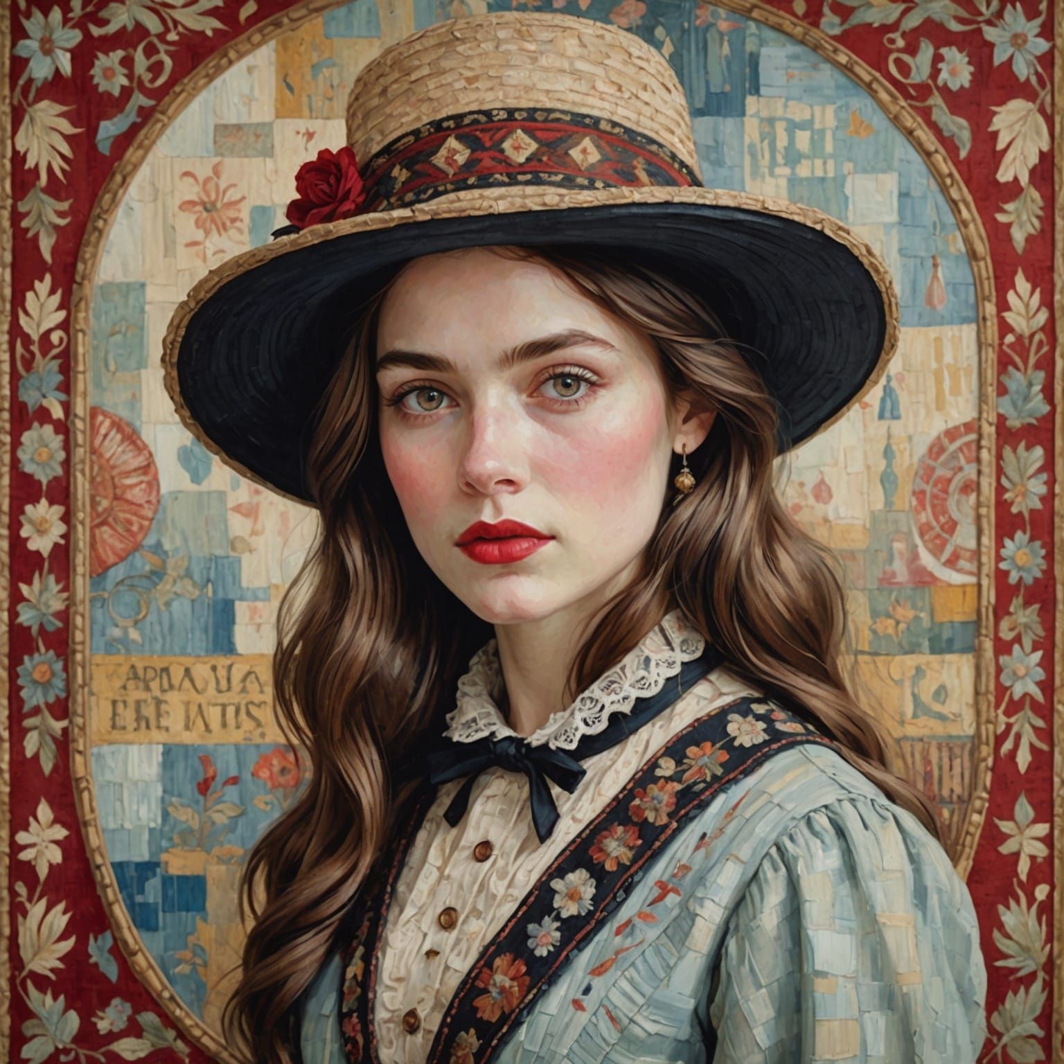 A post-impressionist impasto painting of a charming young Vi...