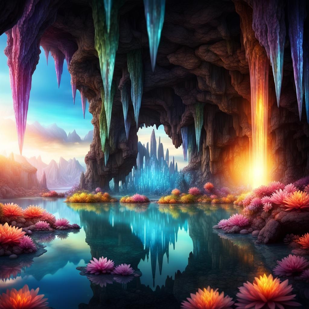 Crystal grotto by the lake  by @Alienicorn75
