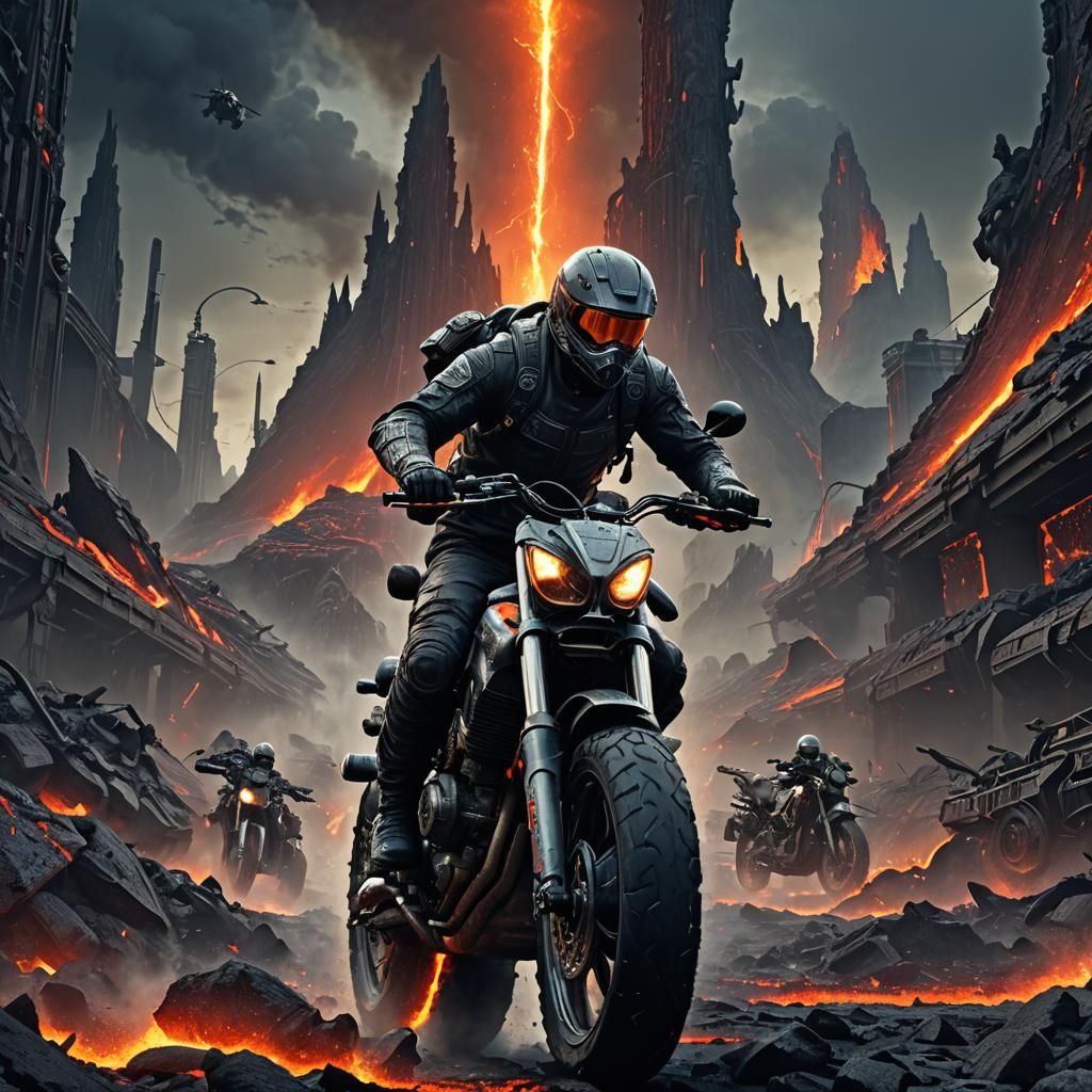 A futuristic biker