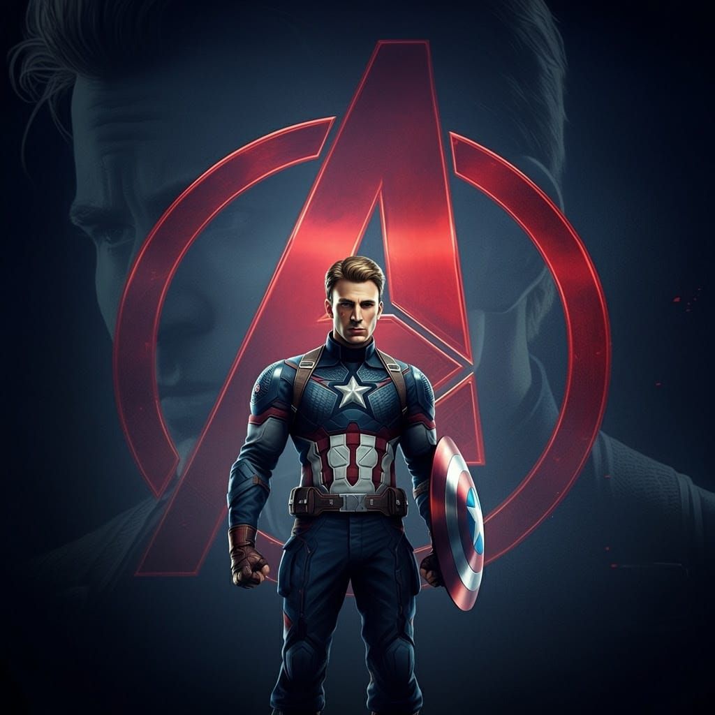 Captain America Portrait with Avengers Symbol