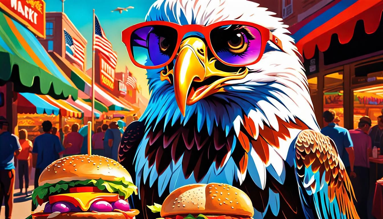 American Eagle Eats Burger in Surreal Dutch Masters Style