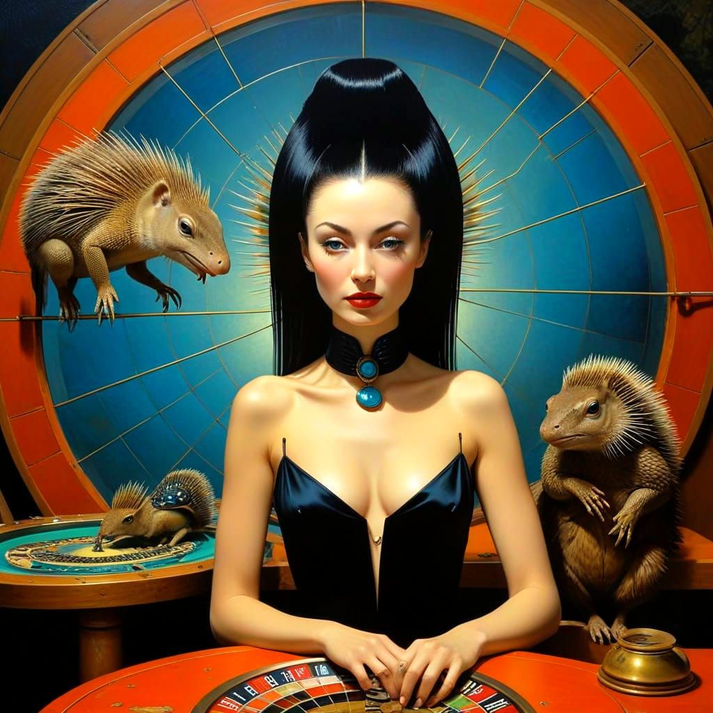 Surrealistic Portrait of a Vibrant Lady in a Fantastical Sce...