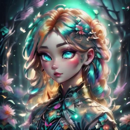 Cartoon Couple in Sci-Fi City with Cat