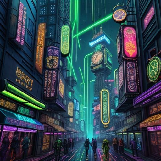 Une mégalopole cyberpunk 