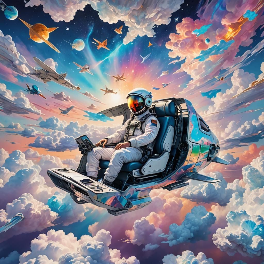Astral Pilot Soaring Through Cosmic Skies