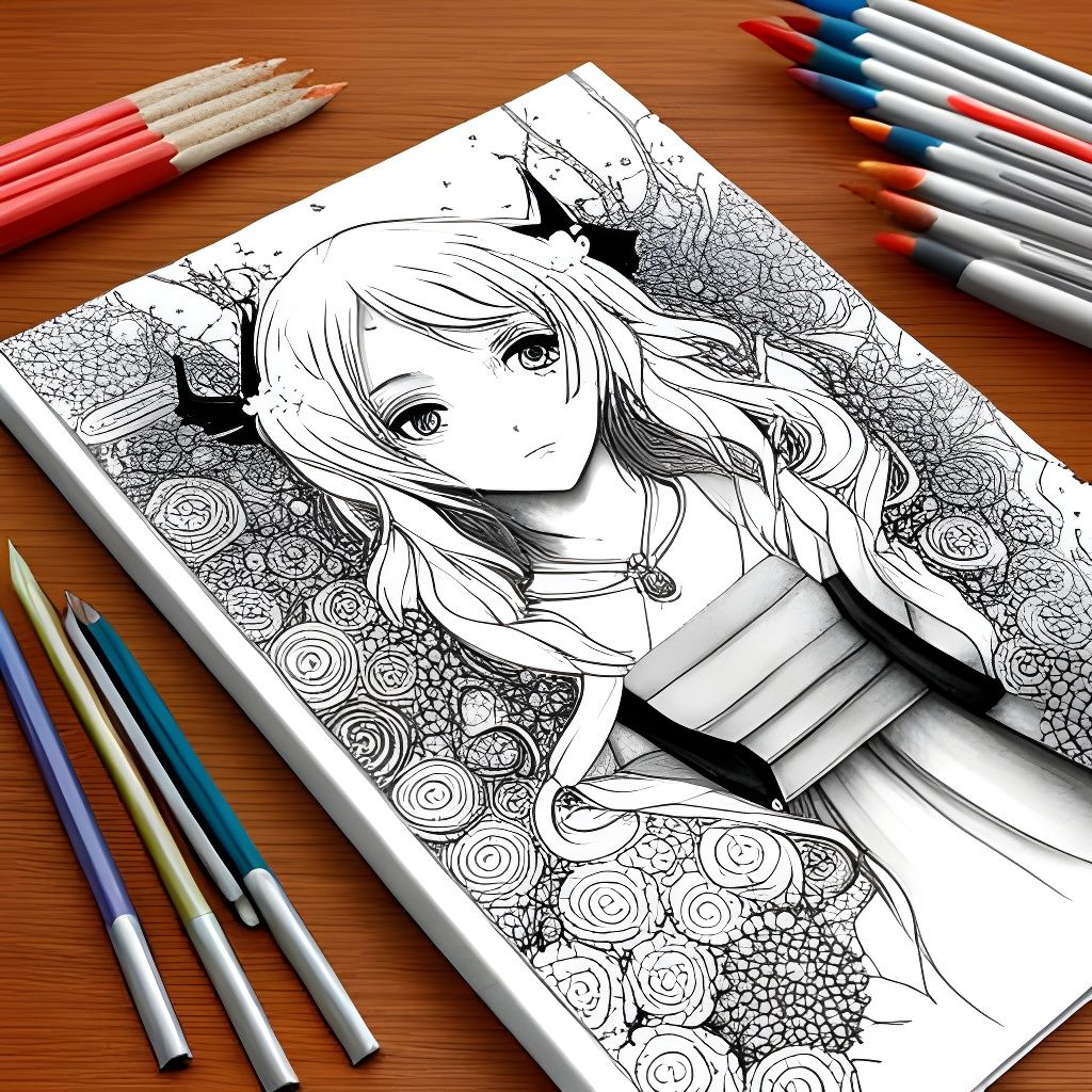 Anime Colouring Book  by @moo-kun