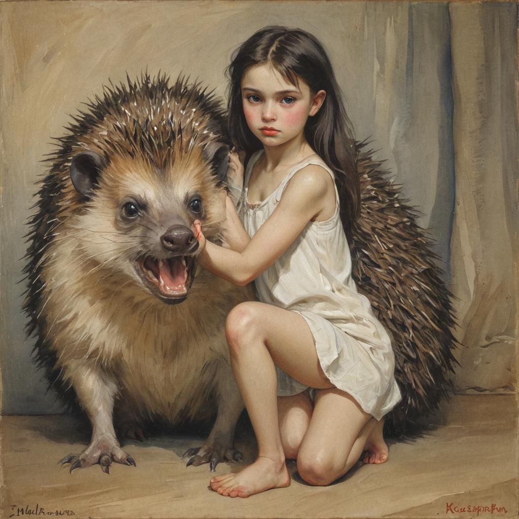 Beautiful young vampire and angry giant hedgehog By Zinaida ...