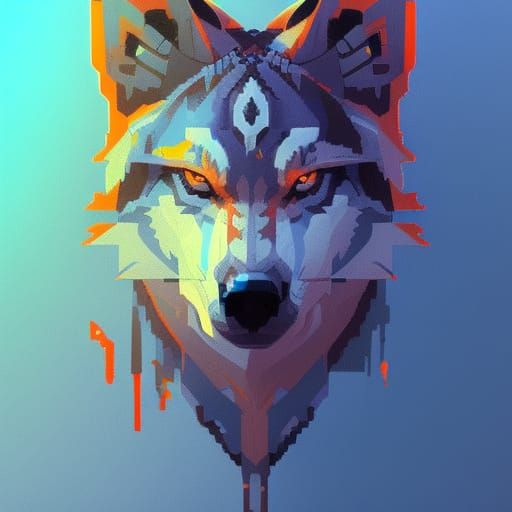 pixel art wolf