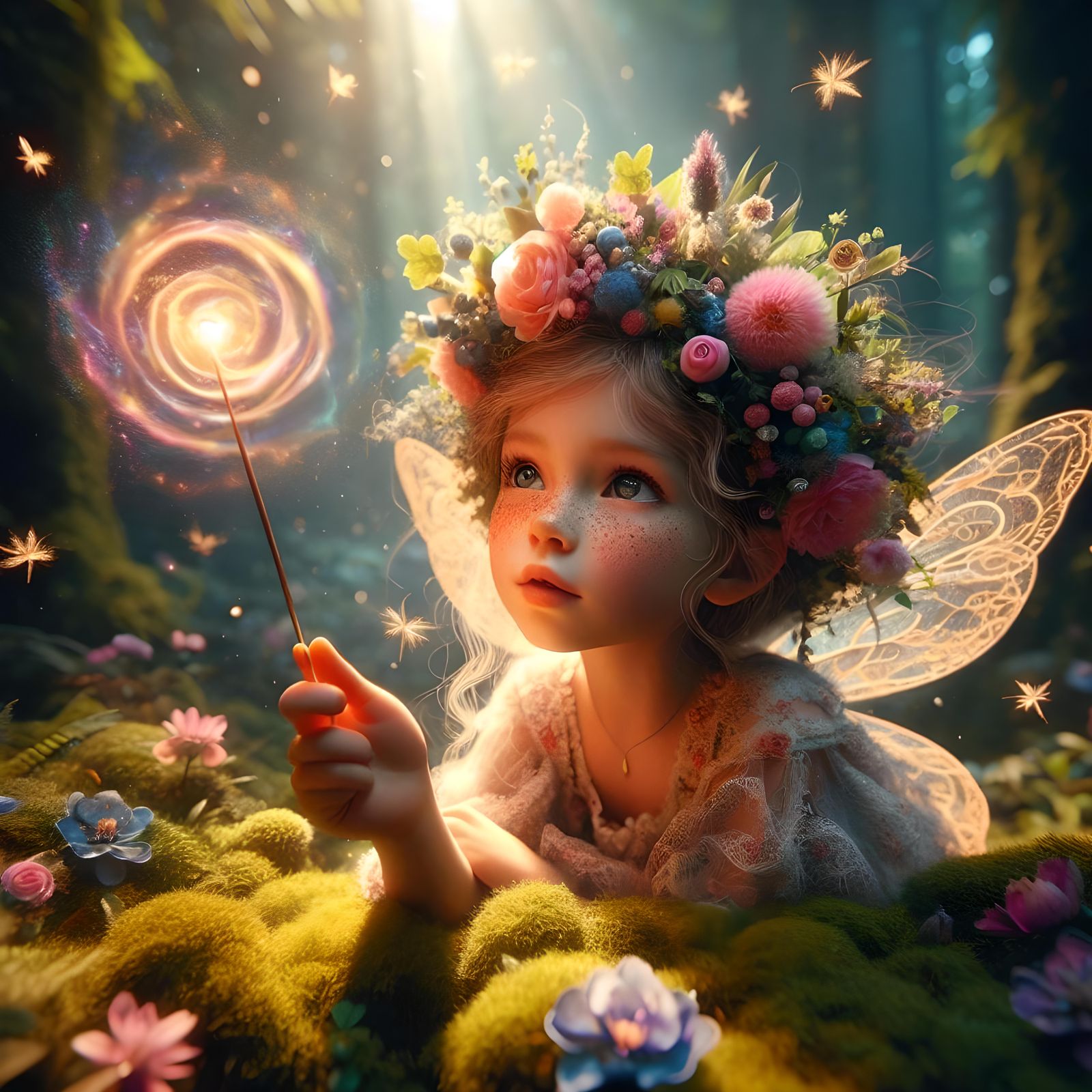 A Fairy Practicing Magic  by @Rosie