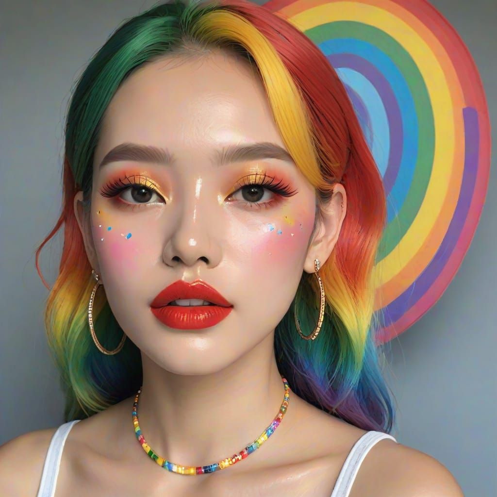 Vibrant Pop Star Erupts in Colorful Bliss