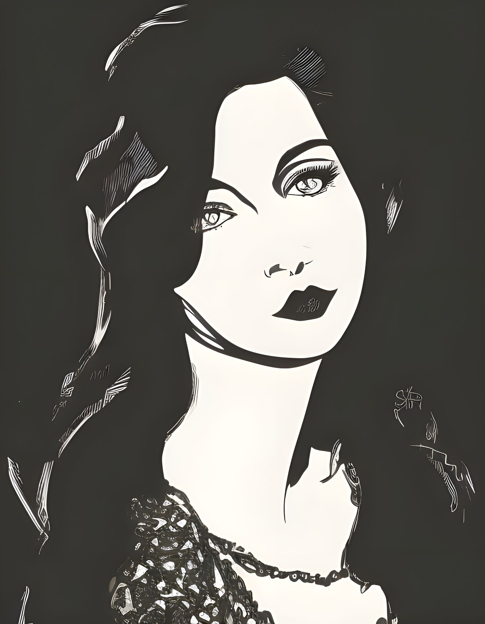 ink drawing of a woman