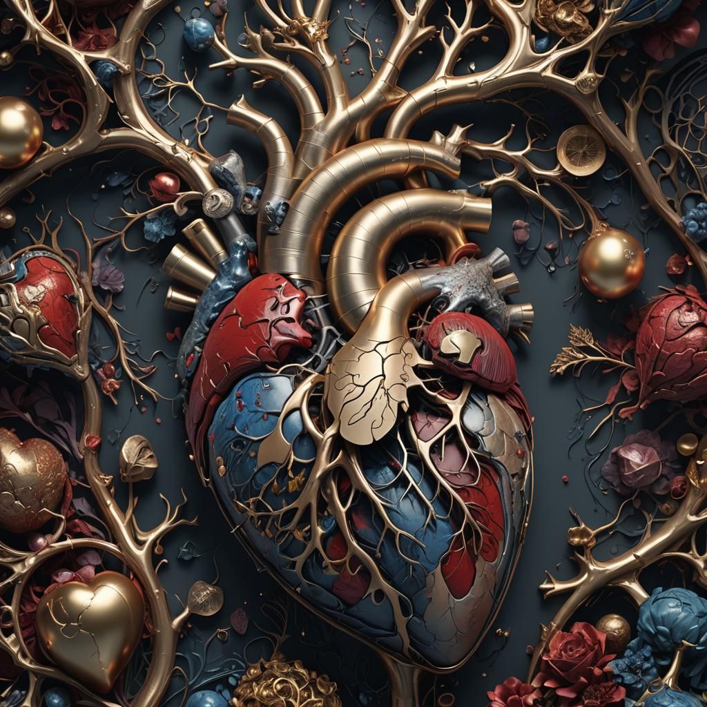 Interior anatomy of the heart, realistic