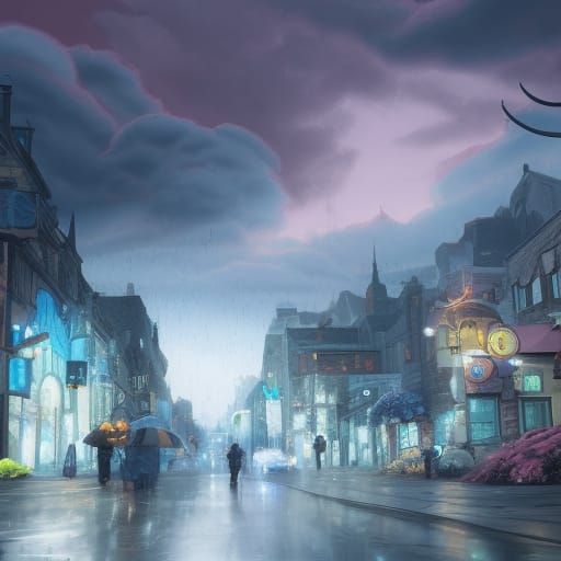 Ice king Betty slipnot dark rain cloud busy street