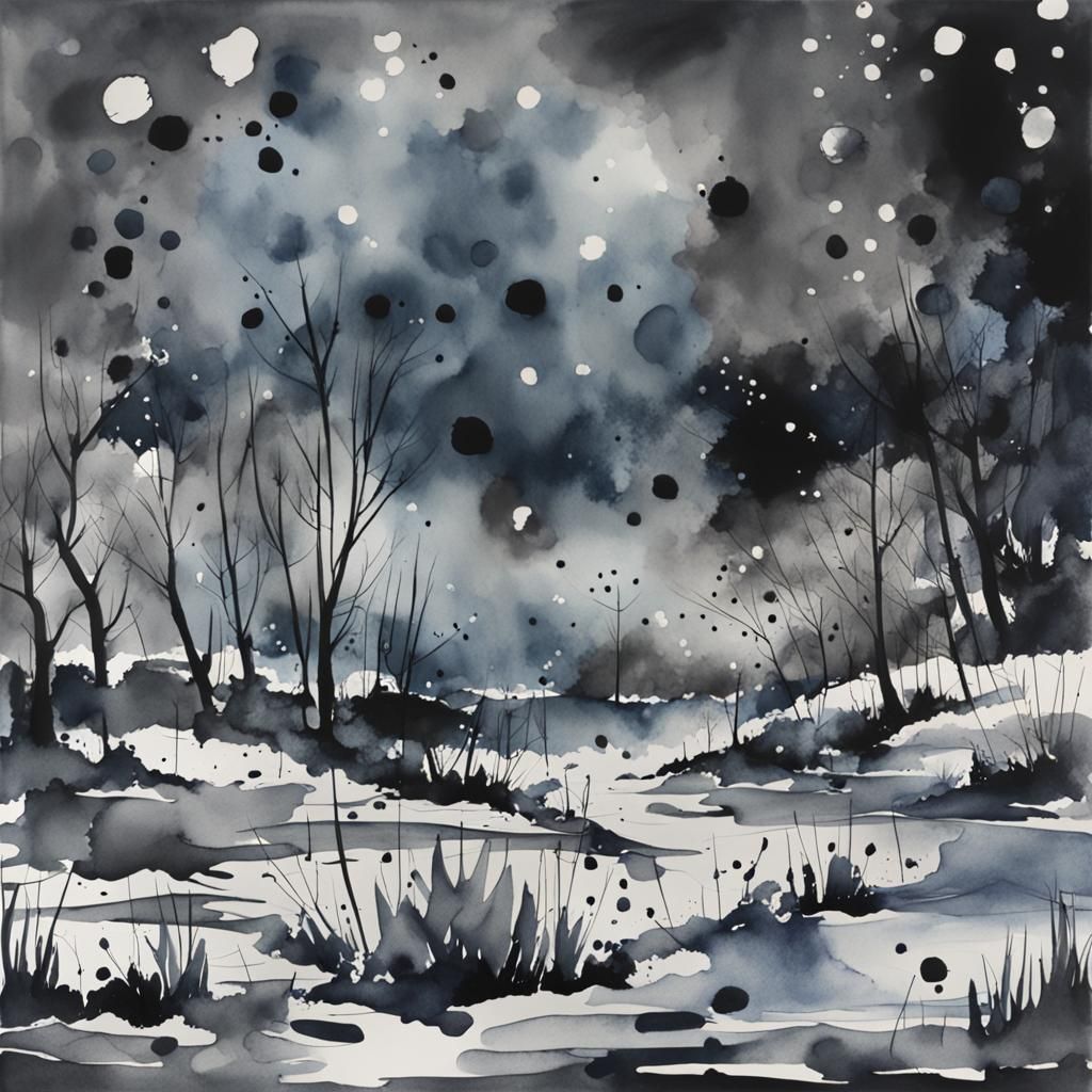 ice storm Abstract impressionism Watercolor splash art of st...