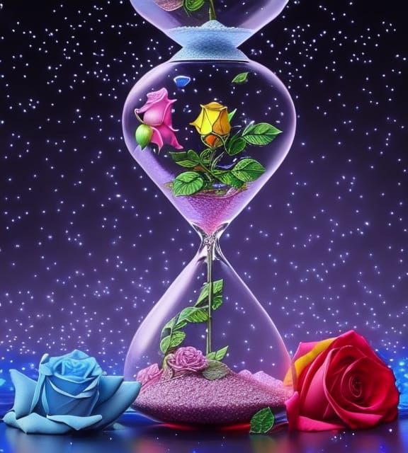 Magic Fantasy Hourglass, Roses, Love Diamond Mosaic, hyperde...