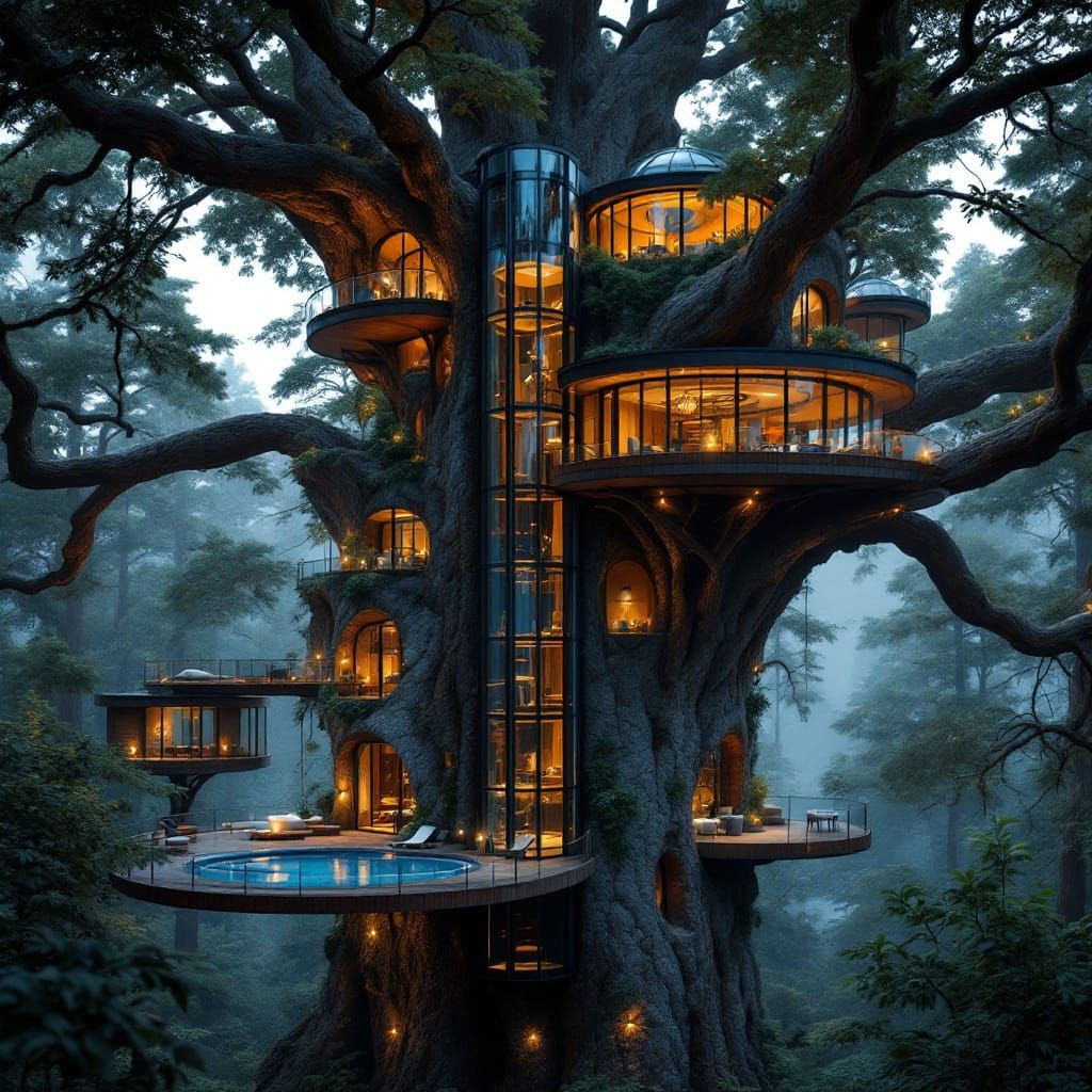 “Luxury Treehouse Mansion in the Forest”

   by @V  T Owens