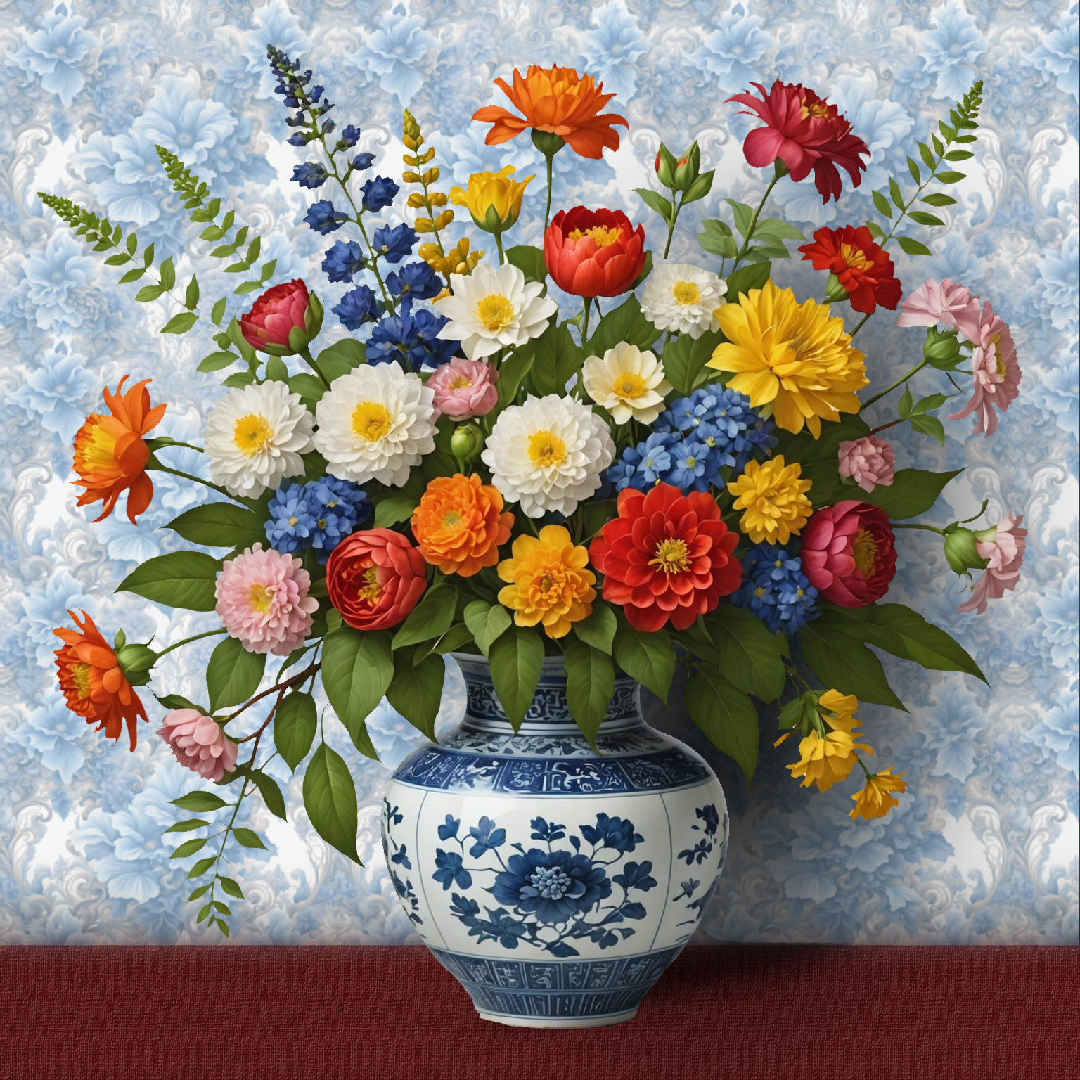 Chinese vase with flowers