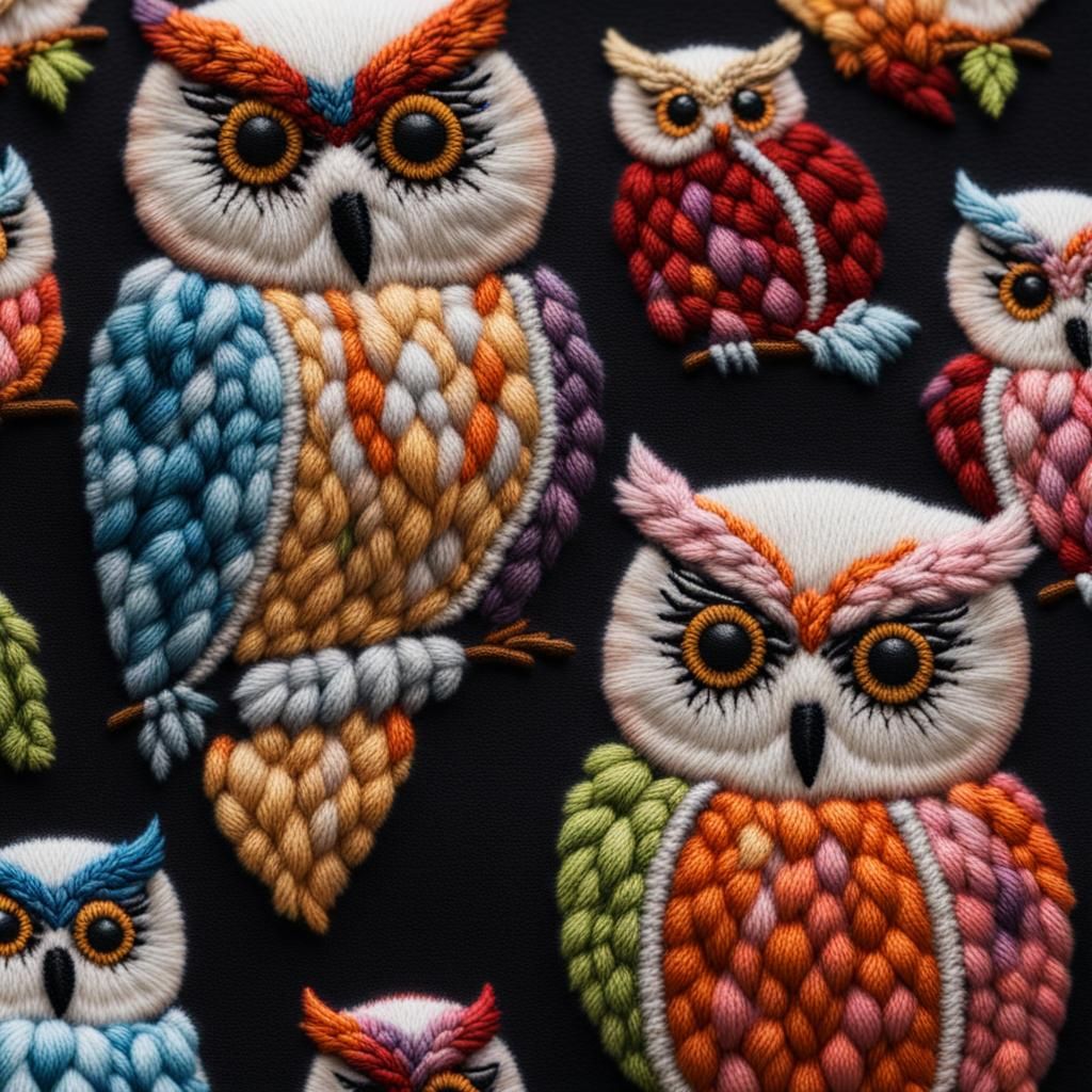Embroidery owls  by @Bibu Baggins