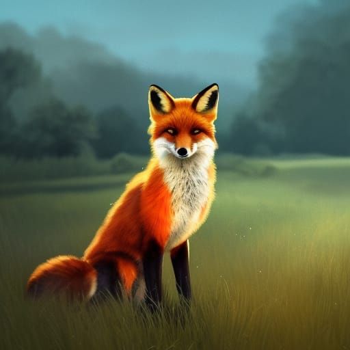 Fox in a field - AI Generated Artwork - NightCafe Creator