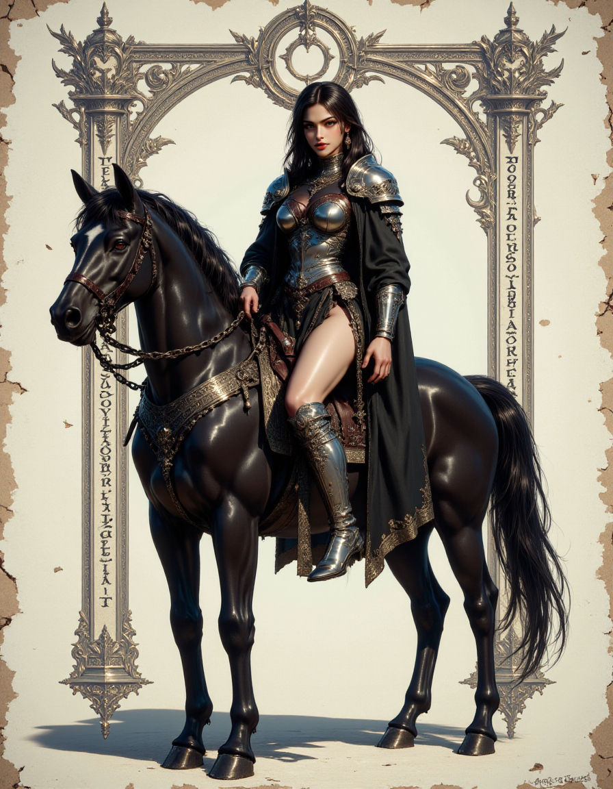 An ancient black-and-white engraving of a powerful warrior g...