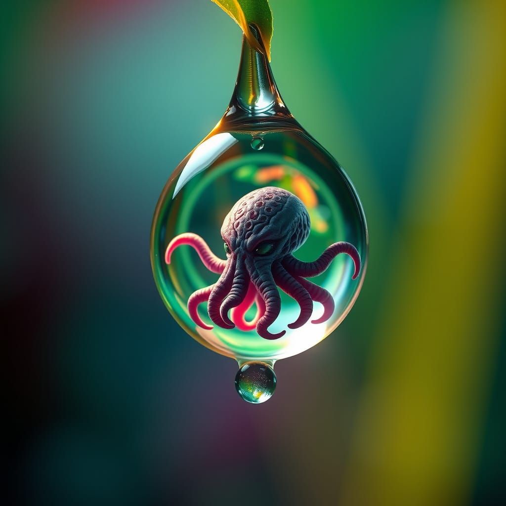 Hyperrealistic Cthulhu Concept Art in Dew Drop