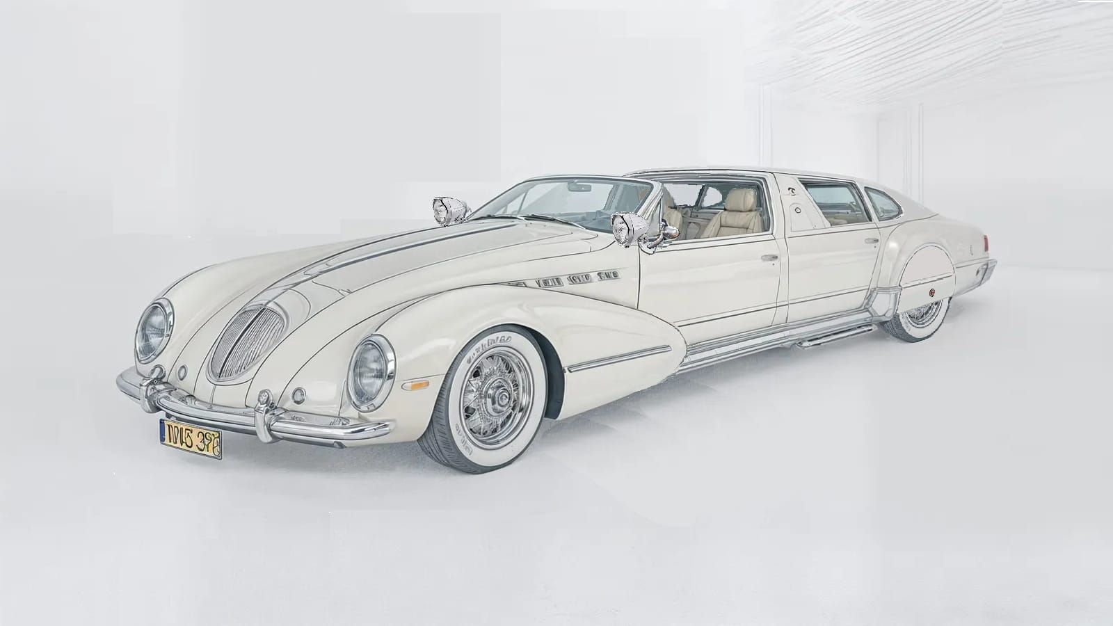 White retro limousine