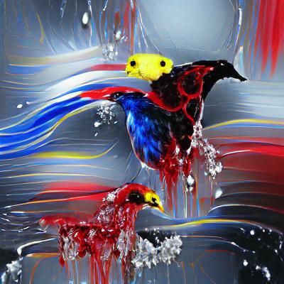 Dripping color bird 8k masterpiece red blue yellow black whi...