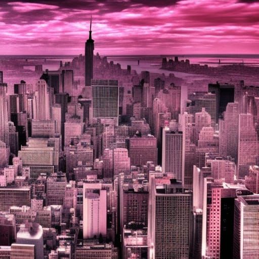 pink city New York Manhattan - AI Generated Artwork - NightCafe Creator