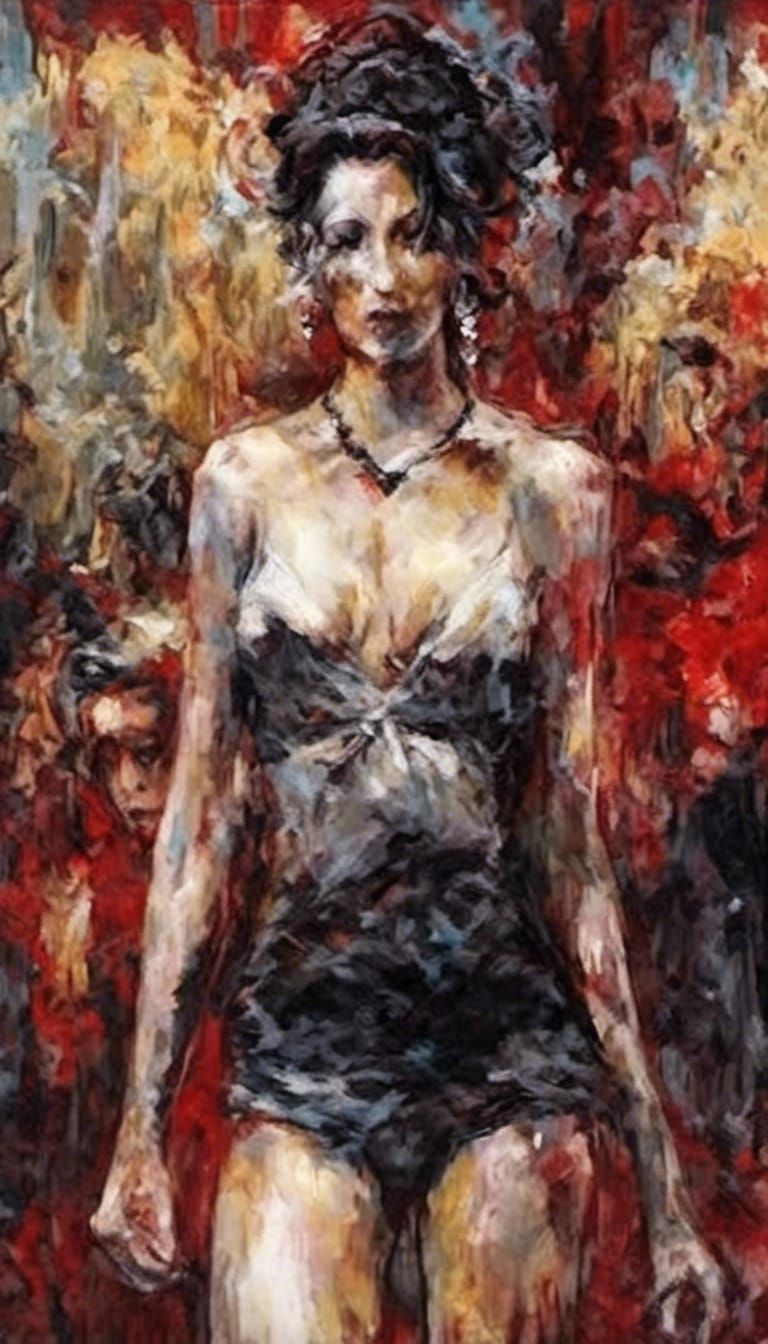 Vampire Walks Crowded Street: Gothic Art Masterpiece