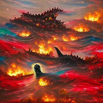 Godzilla in a Sea of Flames