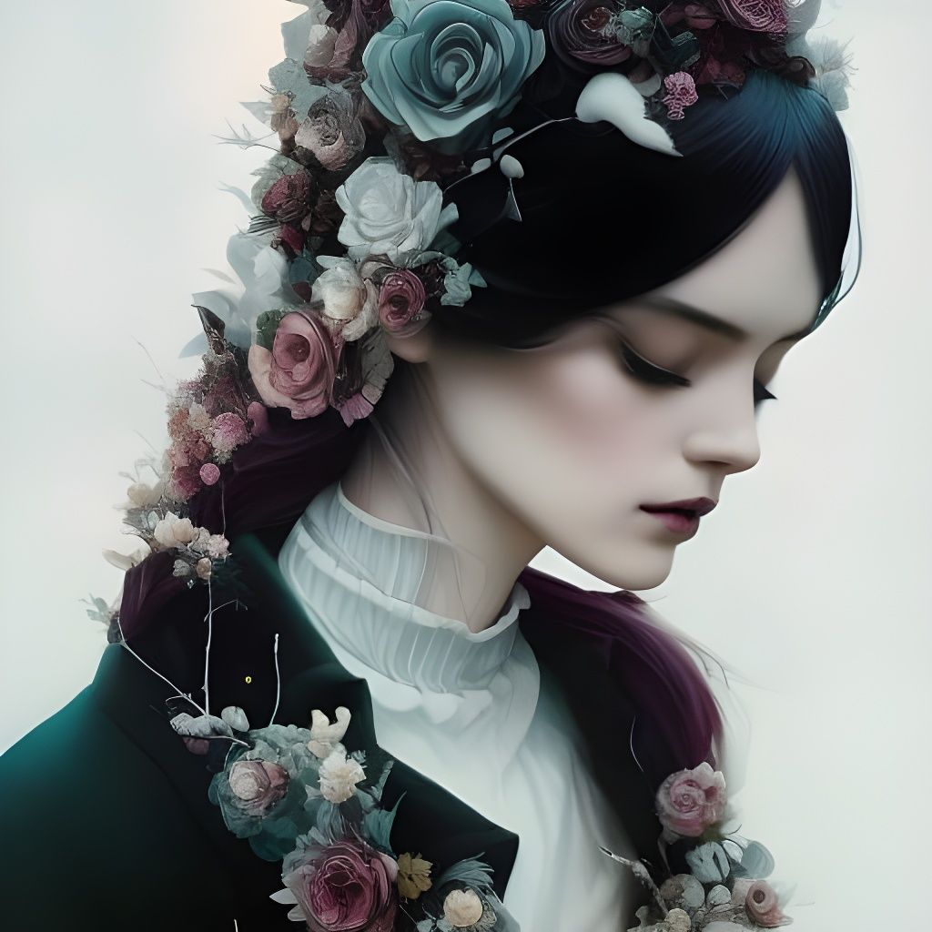 Goth Girl in Double Exposure Collage Art