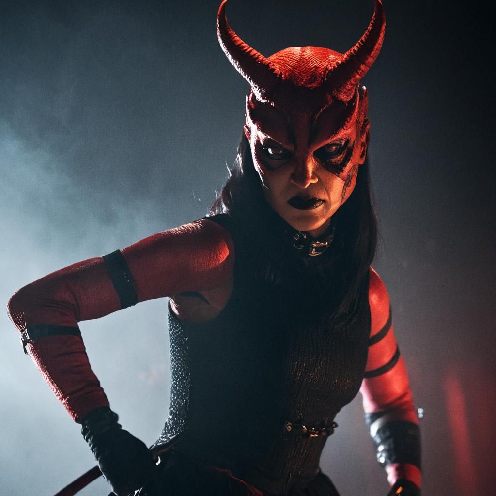 Woman devil walking the catwalk