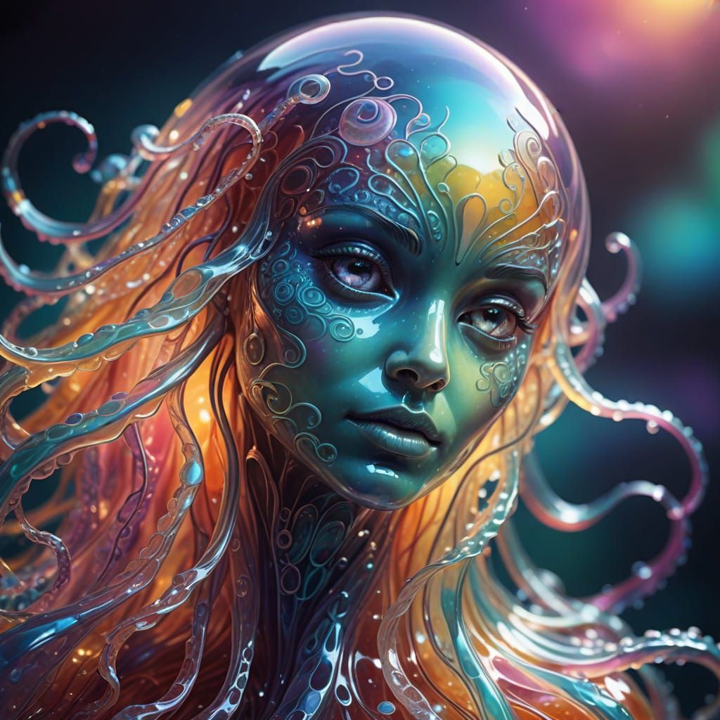 jelly Hyperrealistic, splash art, concept art, mid shot, intricately detailed, color depth, dramatic, ...  by @Aczél Judit